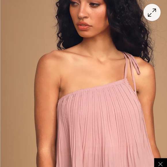 Lulu's Pink One Shoulder Mini Sundress - Picture 4 of 7